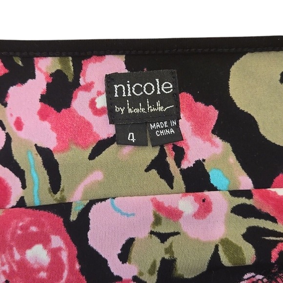 Nicole by Nicole Miller Floral Spaghetti Strap Tank Mini Dress V-Neck Size 4‎ - Picture 4 of 7